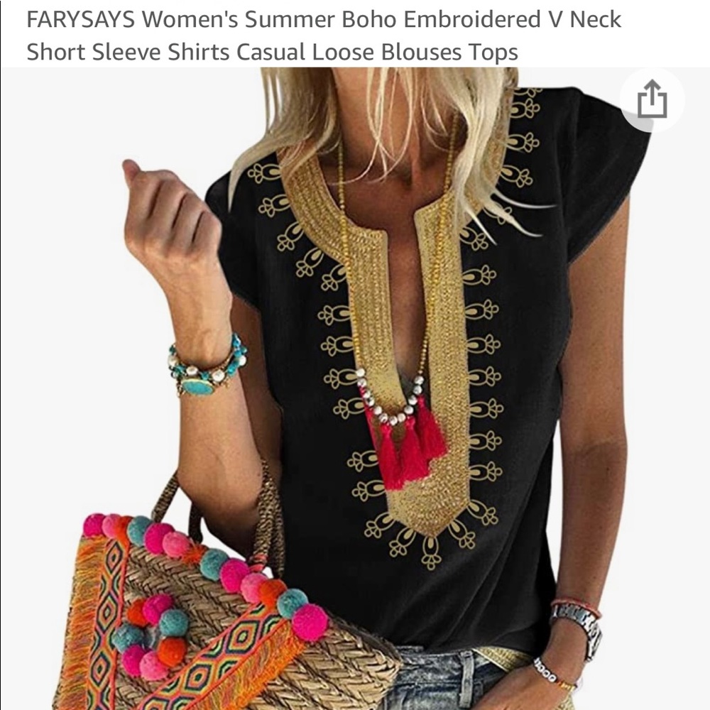 ⚜️Embroidered V-Neck Blouse ⚜️